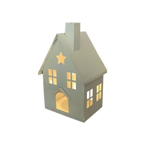 Lanterne en fer noir en forme de cabane, vente en gros, MOQ, porte-bougie pour décoration intérieure et extérieure - Product Image 6