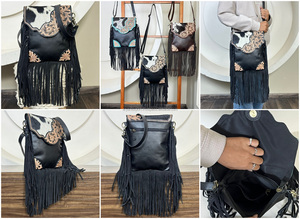 2026 New Luxury Western Hand Tooled Cowhide Leather Fringe Crossbody Bag Vintage Look Shoulder Purse for Women Western Style - Product Image 3