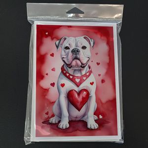 Whimsical American Bulldog My Valentine Tarjetas de felicitación Paquete de 8 tarjetas de notas en blanco con sobres A7 Tamaño 5x7 - Product Image 3