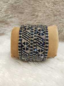 Luxury Embroidery Work Pearl Zinc Alloy Bangles for Women Handmade Designer Jewelry Wedding Festive Wear Gifting India - Product Image 6