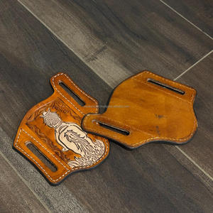 Fourreau de couteau en cuir véritable outillé sur mesure avec boucle de ceinture taille dissimulée transporter étui occidental pour unisexe - Product Image 3