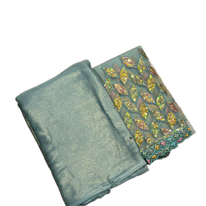 Recubrimiento de musgo recién lanzado con Sari de seda con borde brillante para mujer - Product Image 1