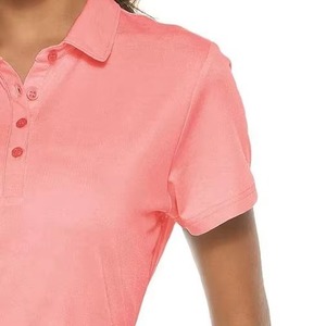Polo Rosa Coral para Mujer, Manga Corta, Color Sólido, Casual, Transpirable, Tejido, Corte Regular, 100% Poliéster, Venta al Por Mayor OEM - Product Image 5