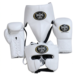 Équipement de boxe professionnel en cuir Corols : Gants à lacets, protège-tête, protège-glandes, ensemble d'entraînement et de combat pour la boxe - Product Image 1