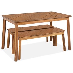 Acacia Wood GO Set of 3 Pieces 2 Benches and Picnic <b>Beer</b> <b>Table</b> for Indoor and Outdoor Dining Garden Furniture for Patio or PO - Product Image 6