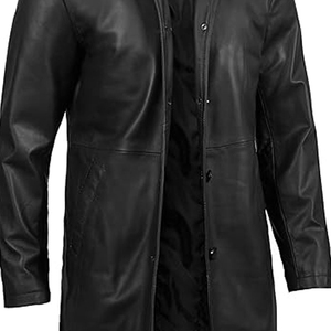 <b>Men's</b> Genuine Leather <b>Long</b> Trench <b>Coat</b> Notched Lapel Single Breasted Regular Sleeve <b>men's</b> <b>coats</b> Selling online in bulk - Product Image 6