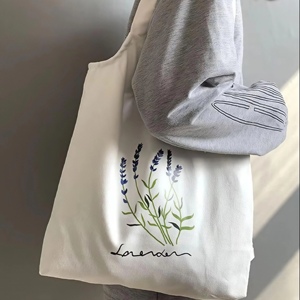 Sac fourre-tout en coton réutilisable, écologique, taille moyenne, avec poignée non tissée et fermeture personnalisée, motif lettres, style mode, pour les boutiques et le quotidien - Product Image 2