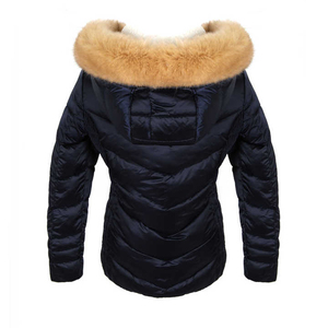 Women <b>Quilted</b> Jacket Solid Color <b>Winter</b> Thick Polyester Wadding Stand Collar Full Sleeve Woven Fabric - Product Image 2