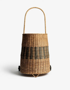 Cesta de mimbre tejida a mano para cochecito de bebé con ruedas, carrito de mimbre para guardería, carrito de compras para niños, decoración para sala de juegos de simulación - Product Image 6