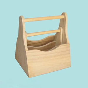 Cesta de Cerveza de Madera Natural Ecológica Personalizada 30*15*20cm Hecha a Mano con Asas Caja de Almacenamiento Multiusos Moderna - Product Image 1