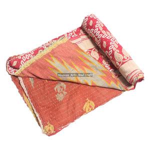 Indian Vintage Sari Kantha <b>Quilts</b>, Kantha Blankets And <b>Throw</b> Indian Reversible Hand Stitched Heavy <b>Throw</b> Old Sari Blanket Patch - Product Image 1