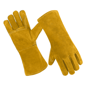 High Heat Resistant Cowhide Split Leather Gauntlet <b>Fire</b> Fighting Safety Gloves <b>Fire</b> Proof Function Hand Protection for Welding - Product Image 3