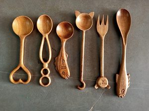 Wooden <b>Dessert</b> Spoon Set Vintage Look Custom Engraving OEM Factory Supply - Product Image 3