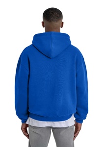 100% coton bleu Royal goutte épaule poids lourd fermeture éclair sweats à capuche Double fermeture éclair Boxy Street wear grande taille sweats à capuche hommes - Product Image 4