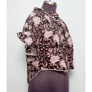 Chemisier pour femme indien 100% coton pur fait main, tissu de haute qualité, imprimé floral, été, printemps, décontracté, bureau, femme élégante - Product Image 4