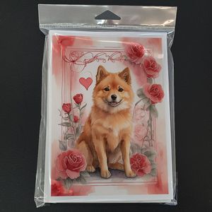 Spitz finlandés Valentine Roses Whimsical A7 Tarjetas de felicitación en blanco Paquete de 8 con sobres 5x7 Tamaño de nota - Product Image 3