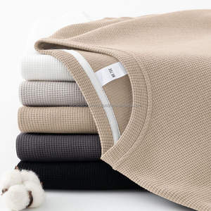 Camiseta de Manga Corta de Estilo Americano para Hombre, Tejida, 100% Algodón Jersey, Holgada, con Patrón de Gofre, Otoño, Juvenil, Ecológica, al por Mayor - Product Image 1