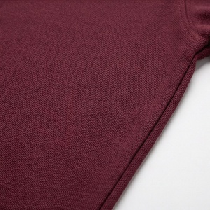 Polo à manches longues pour homme, couleur bordeaux, avec poche, couleur unie, décontracté, tricoté, design piqué, coupe classique - Product Image 5