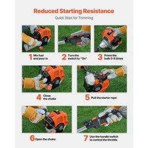 Recortadora de Césped Inalámbrica de 25.2 CC y 2 Tiempos a Gasolina, Multifuncional, con Bordeadora de Césped y Recortadora de Hilo de 16.9 Pulgadas - Product Image 4