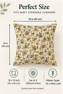 Hand Block Print Envelop Closure <b>Square</b> Cushion Covers 18x18Inch 100% Cotton Floral Vintage Customizable Soft Home Decor - Product Image 4