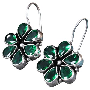 Oxidized <b>Silver</b> Floral Drop <b>Earrings</b> Wholesale | Multi Color Gemstone <b>Dangle</b> <b>Earrings</b> | Handmade Indian Jewelry Bulk Manufacture - Product Image 4