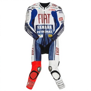 Traje de Carreras MotoCP de Jorge Lorenzo, Modelo Ramaha, 1 Pieza, Cuero Vacuno/Canguro, Mono para Motociclismo/Pista, con Protección Nivel 2 - Product Image 1