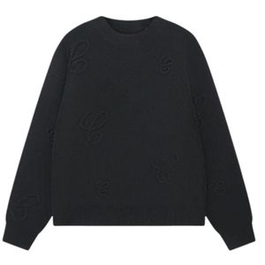 Script Applique Knitted <b>Jumper</b> Black Embroidered Sweater Casual Crewneck Premium Cotton Comfortable Winter Wear <b>Men</b>’s Fashion - Product Image 1