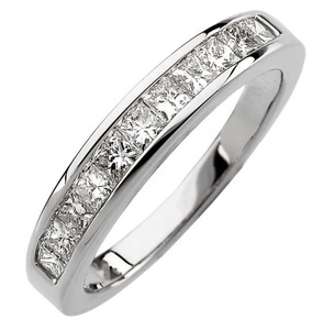 14k White Gold Wedding Band <b>Ring</b> Half Full Eternity Round Brilliant Cut Trendy HPHT CVD Lab Diamond IGI Anniversary Parties - Product Image 6