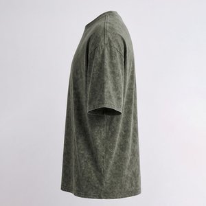 Wholesale Custom Printed Logo Price Best Selling Men's Green <b>Acid</b> Washed Oversized <b>Drop</b> Shoulder T-Shirts Heavy Cotton Outwears - Product Image 3