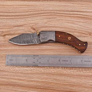 Couteau pliant EDC personnalisé en acier Damas, manche en bois de rose, fait main, verrouillage Liner Lock, pour la chasse et l'extérieur, qualité industrielle, garantie 1 an - Product Image 4