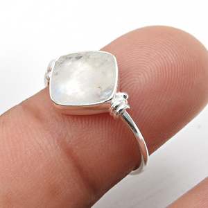 Natural Rainbow <b>Moonstone</b> Gemstone Promise <b>Ring</b> Crafted From 925 Sterling Silver Pretty Bohemian <b>Ring</b> For Wedding Or Gift - Product Image 3