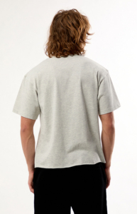 Wholesale <b>Men's</b> Oversized Gray 100% Cotton Knitted T-Shirt Short Sleeve <b>Turtleneck</b> Casual Regular Fit Front Logo Hip Hop - Product Image 3