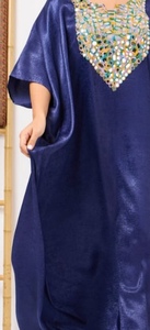 New Fashionable <b>Kaftan</b> Abaya Handmade Moroccan Arabian Dress Floor Length V Neck Long Sleeve Polyester Regular Fit Eid Ramadan - Product Image 5