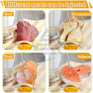 Kit d'injecteur de marinade pour viande en acier inoxydable, kit d'injecteur de marinade pour barbecue, injecteur de marinade pour dinde avec 3 aiguilles à marinade - Product Image 5