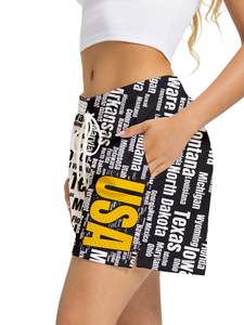 Summer Cropped Fit Women's Workout Shorts Custom Logo Sublimation Printed Double <b>Layer</b> Mesh Pockets Canvas Embroidered - Product Image 3