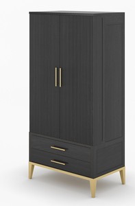 Modern Solid Oak Freestanding Bar Cabinet with 4-Compartment Wine & Drink Storage and Drawers for Home Lounge - Product Image 3