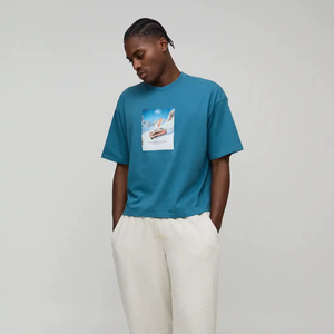 Camiseta Oversize de Algodón para Hombre con Hombros Caídos, Manga Corta, Estilo Casual, Gráfico Desgastado, Streetwear, Top Holgado - Product Image 1