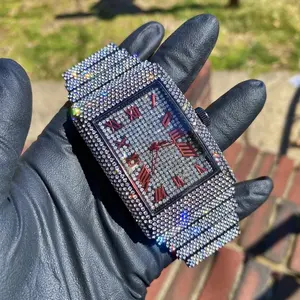 Montre de luxe Anant en diamant de laboratoire fabriquée, montre-bracelet ETA automatique entièrement glacée pour hommes, fournisseur authentique