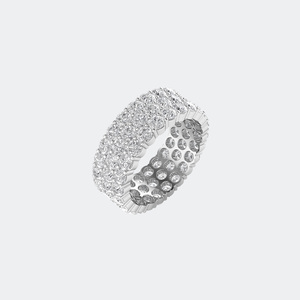 Bague Éternité Triple Rangée de Diamants Ronds 4.70CTW, Sertie Pavé, en Or Massif, Anneau de Mariage Audacieux à Plusieurs Rangées, Bijou Fin, Cadeau pour Femme - Product Image 5