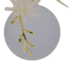 Handmade Decorative Metal Sculpture Stylish Home Accent for Contemporary Luxury HomesGolden Bird Sculpture with Vertical White - Product Image 2