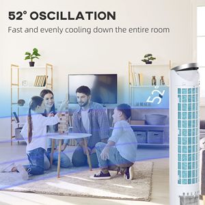 40\" <b>Portable</b> <b>AC</b>-powered Air Cooler with 8H Timer 3-in-1 Oscillating Humidifier LED Display 3 Modes-for Home Use in UK/AU White" - Product Image 6