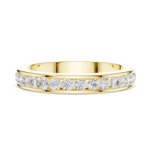 Yellow Gold Plated <b>Diamond</b> Band <b>Ring</b> Round Brilliant Eternity Wedding Band for Women Anniversary Jewelry - Product Image 1