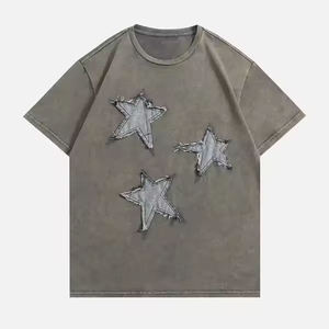 T-shirts personnalisés pour hommes, noirs, 100% coton, surdimensionnés, effet vieilli, t-shirts vintage vierges pour hommes, vente en gros - Product Image 1