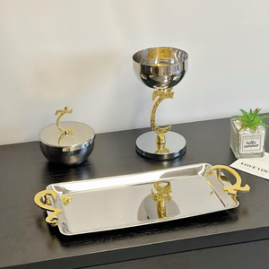 Juego de quemadores de incienso de metal dorado de la colección de diseñador con tapa y bandeja para aromaterapia, quemador decorativo para el hogar, quemador de carbón. - Product Image 5