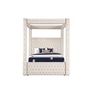 Monica crema legno quattro Poster completo 4 Pc camera da letto di lusso Set include vanità - Product Image 3