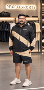 REXFITSPORTS 2026 Custom Men’s Nylon Tracksuit Hooded Windbreaker <b>Jacket</b> and Shorts Set Lightweight Water Sportswear - Product Image 4
