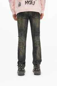 High Quality Cotton Men <b>Jeans</b> American Highstreet Brand Mid-Rise Flare Fit Rhinestone Rivets Vintage Wash Y2K Men's Denim <b>Jeans</b> - Product Image 5