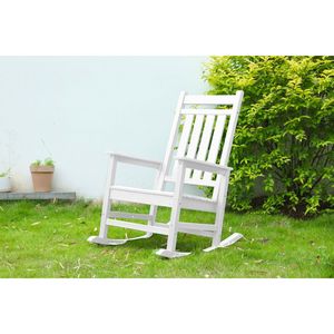 Sedia a dondolo oversize resistente alle intemperie con texture legno per adulti, ideale per portico, prato e giardino - Product Image 3