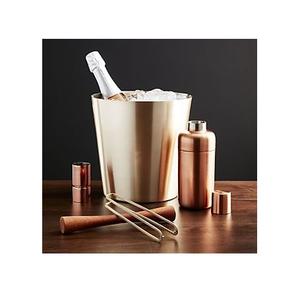 Cubo de hielo metálico premium para enfriar vino, champán y cerveza con asa resistente, perfecto para la cocina del hogar. - Product Image 1