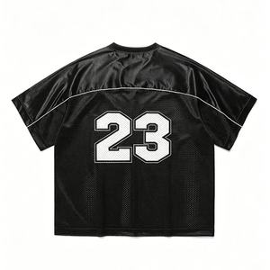 Custom Plain Mesh Retro Football Jersey High Quality Sublimation Print Logo Number Oversized Streetwear T-<b>Shirt</b> - Product Image 3